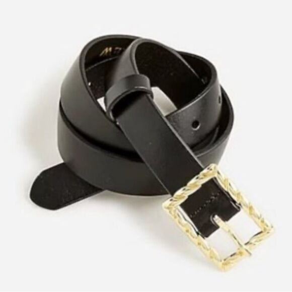 J.Crew Womens Classic Italian Leather Belt Twisted Buckle Black M - Picture 2 of 7